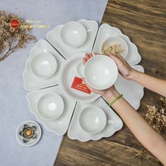 Bộ Mâm Cúng Hoa Mặt Trời Minh Châu Trắng