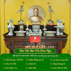 Bộ Đồ Thờ Bác Hồ (Cao Cấp 16 Món) Men Rạn