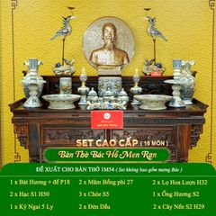 Bộ Đồ Thờ Bác Hồ (Cao Cấp 16 Món) Men Rạn