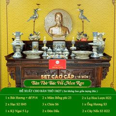 Bộ Đồ Thờ Bác Hồ (Cao Cấp 16 Món) Men Rạn