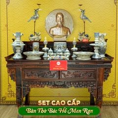 Bộ Đồ Thờ Bác Hồ (Cao Cấp 16 Món) Men Rạn