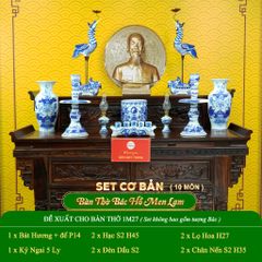 Bộ Đồ Thờ Bác Hồ (Cơ Bản 10 Món) Men Lam