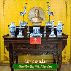 Bộ Đồ Thờ Bác Hồ (Cơ Bản 10 Món) Men Lam