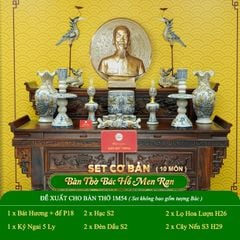 Bộ Đồ Thờ Bác Hồ (Cơ Bản 10 Món) Men Rạn