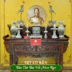 Bộ Đồ Thờ Bác Hồ (Cơ Bản 10 Món) Men Rạn
