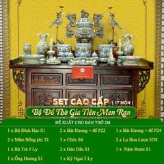 Bộ Đồ Thờ Gia Tiên (Cao Cấp 17 Món) Men Rạn