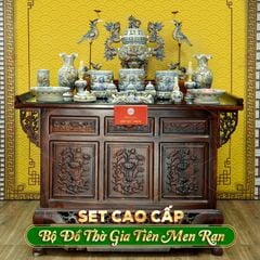 Bộ Đồ Thờ Gia Tiên (Cao Cấp 17 Món) Men Rạn