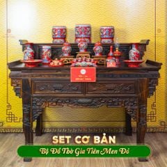 Bộ Đồ Thờ Gia Tiên (Cơ Bản 15 Món) Men Đỏ