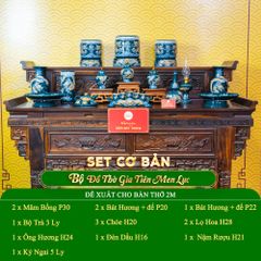 Bộ Đồ Thờ Gia Tiên (Cơ Bản 15 Món) Men Lục