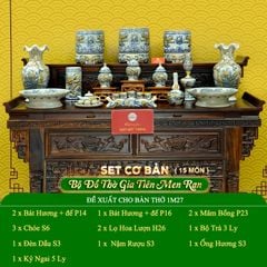 Bộ Đồ Thờ Gia Tiên (Cơ Bản 15 Món) Men Rạn