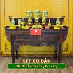 Bộ Đồ Thờ Gia Tiên (Cơ Bản 15 Món) Men Vàng