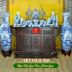 Bộ Đồ Thờ Gia Tiên (Hào Gia 34 Món) Men Lam
