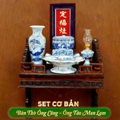 Bộ Đồ Thờ Ông Táo (Cơ Bản 6 Món) Men Lam