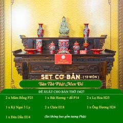 Bộ Đồ Thờ Phật (Cơ Bản 10 Món) Men Đỏ