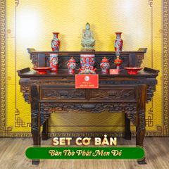 Bộ Đồ Thờ Phật (Cơ Bản 10 Món) Men Đỏ