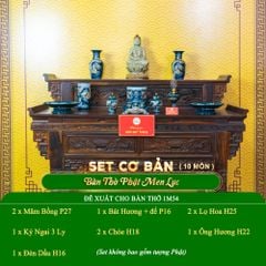 Bộ Đồ Thờ Phật (Cơ Bản 10 Món) Men Lục