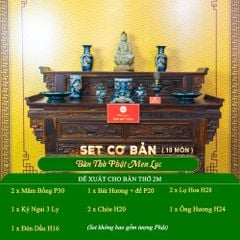 Bộ Đồ Thờ Phật (Cơ Bản 10 Món) Men Lục