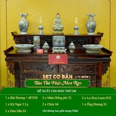 Bộ Đồ Thờ Phật (Cơ Bản 11 Món) Men Rạn