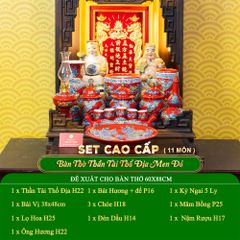 Bộ Đồ Thờ Thần Tài Thổ Địa (Cao Cấp 11 Món) Men Đỏ