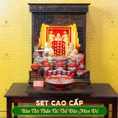 Bộ Đồ Thờ Thần Tài Thổ Địa (Cao Cấp 11 Món) Men Đỏ