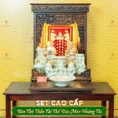 Bộ Đồ Thờ Thần Tài Thổ Địa (Cao Cấp 11 Món) Men Hoàng Tộc Vẽ Vàng