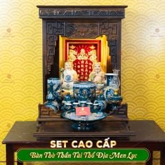 Bộ Đồ Thờ Thần Tài Thổ Địa (Cao Cấp 11 Món) Men Lục