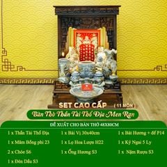 Bộ Đồ Thờ Thần Tài Thổ Địa (Cao Cấp 11 Món) Men Rạn