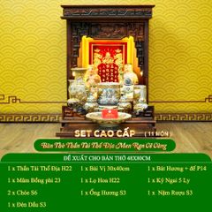 Bộ Đồ Thờ Thần Tài Thổ Địa (Cao Cấp 11 Món) Men Rạn Vẽ Vàng
