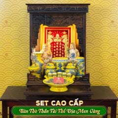 Bộ Đồ Thờ Thần Tài Thổ Địa (Cao Cấp 11 Món) Men Vàng