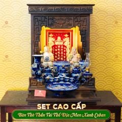 Bộ Đồ Thờ Thần Tài Thổ Địa (Cao Cấp 11 Món) Men Xanh Coban