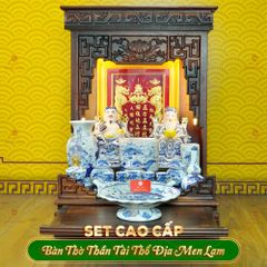 Bộ Đồ Thờ Thần Tài Thổ Địa (Cao Cấp 12 Món) Men Lam
