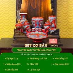 Bộ Đồ Thờ Thần Tài Thổ Địa (Cơ Bản 9 Món) Men Đỏ