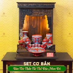 Bộ Đồ Thờ Thần Tài Thổ Địa (Cơ Bản 9 Món) Men Đỏ