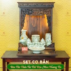 Bộ Đồ Thờ Thần Tài Thổ Địa (Cơ Bản 9 Món) Men Hoàng Tộc Vẽ Vàng