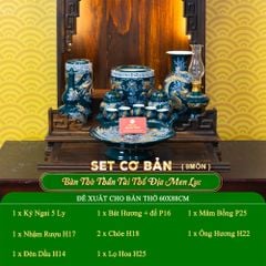 Bộ Đồ Thờ Thần Tài Thổ Địa (Cơ Bản 9 Món) Men Lục