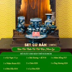 Bộ Đồ Thờ Thần Tài Thổ Địa (Cơ Bản 9 Món) Men Lục