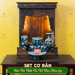 Bộ Đồ Thờ Thần Tài Thổ Địa (Cơ Bản 9 Món) Men Lục