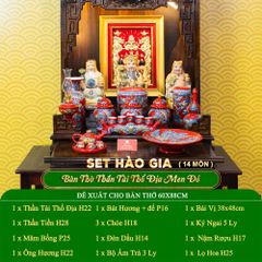Bộ Đồ Thờ Thần Tài Thổ Địa (Hào Gia 14 Món) Men Đỏ