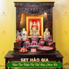 Bộ Đồ Thờ Thần Tài Thổ Địa (Hào Gia 14 Món) Men Đỏ