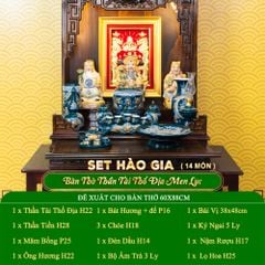 Bộ Đồ Thờ Thần Tài Thổ Địa (Hào Gia 14 Món) Men Lục