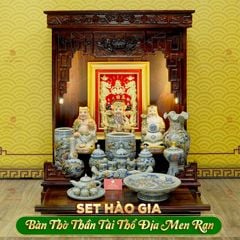 Bộ Đồ Thờ Thần Tài Thổ Địa (Hào Gia 14 Món) Men Rạn