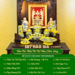 Bộ Đồ Thờ Thần Tài Thổ Địa (Hào Gia 14 Món) Men Vàng