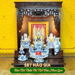 Bộ Đồ Thờ Thần Tài Thổ Địa (Hào Gia 14 Món) Men Lam