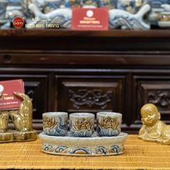 Bộ Kỷ 3 Chén Thờ Cong Men Rạn
