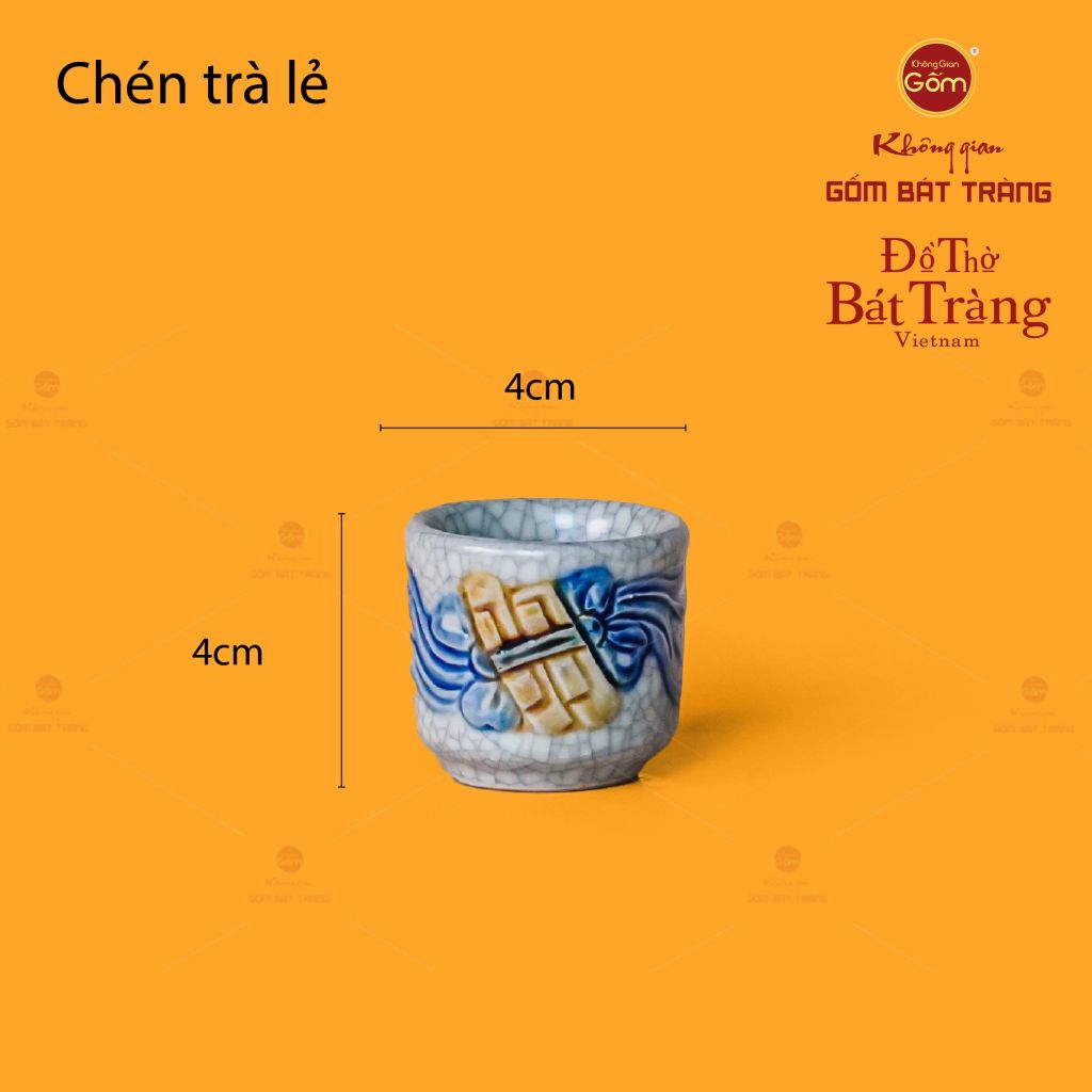 Bộ Kỷ 3 Chén Thờ Cong Men Rạn