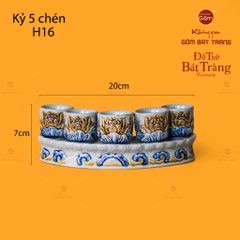 Bộ Kỷ 5 Chén Thờ Cong Men Rạn