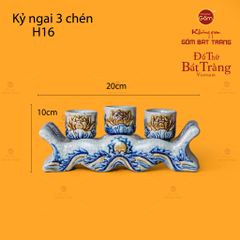 Bộ Kỷ Ngai 3 Chén Thờ Men Rạn