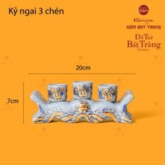 Bộ Kỷ Ngai 3 Chén Thờ Men Rạn Vẽ Vàng