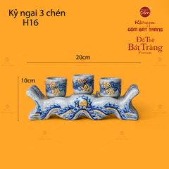 Bộ Kỷ Ngai 3 Chén Thờ Men Rạn