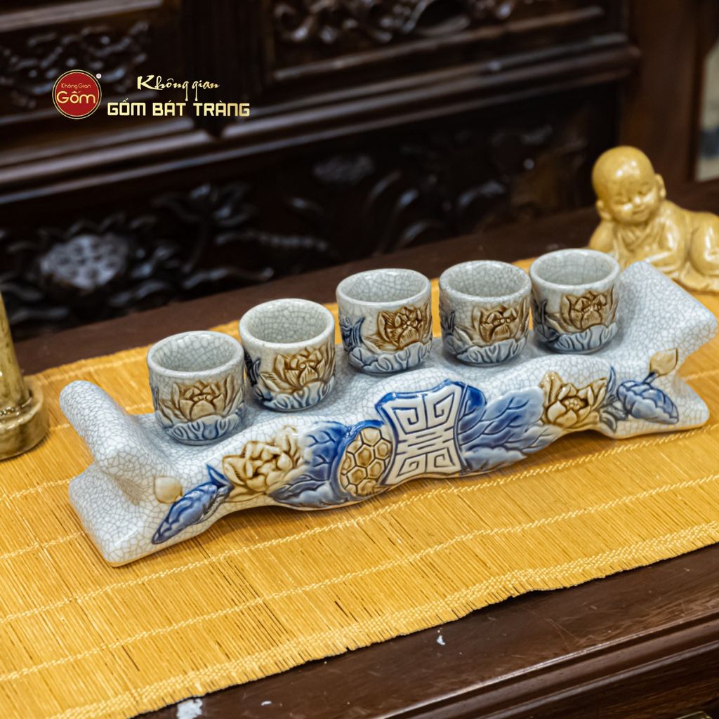 Bộ Kỷ Ngai 5 Chén Thờ Men Rạn